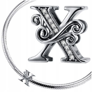 CHARMS LITERKA X koralik srebro pr 925 zawieszka