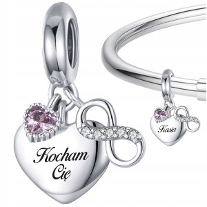 CHARMS zawieszka SERCE NIESKOŃCZONOŚĆ Pr925 GRAWER