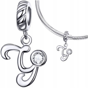 CHARMS LITERKA Y zawieszka srebro pr 925 koralik