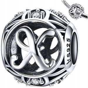 CHARMS LITERKA X zawieszka srebro pr 925 koralik