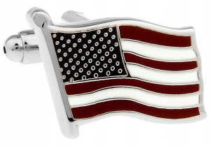 Spinki do mankietów pudełko srebrne FLAGA USA