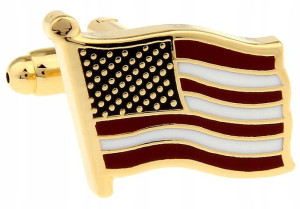 Spinki do mankietów pudełko złote FLAGA USA