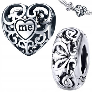CHARMS Zestaw SERCE ME + STOPER srebro pr 925 2szt