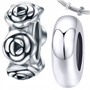 CHARMS Zestaw RÓŻE + STOPER srebro pr 925 2szt