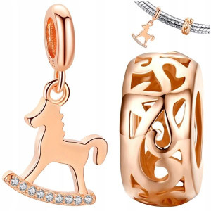 CHARMS Zestaw KONIK + KORALIK srebro pr 925 2szt