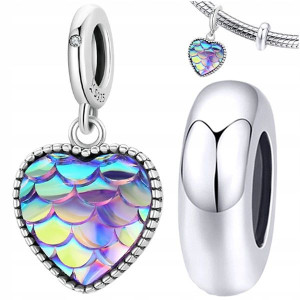 CHARMS Zestaw Stoper + Serce koralik srebro S925