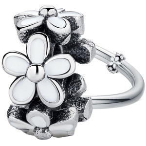 CHARMS BIAŁE KWIATY srebro 925 koralik beads
