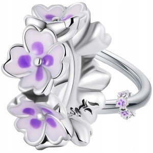 CHARMS RÓŻOWE BRATKI srebro 925 koralik beads