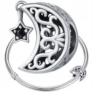 CHARMS KSIĘŻYC srebro 925 koralik beads cyrkonia