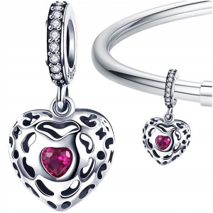 CHARMS WISZĄCE SERCE srebro 925 koralik cyrkonia