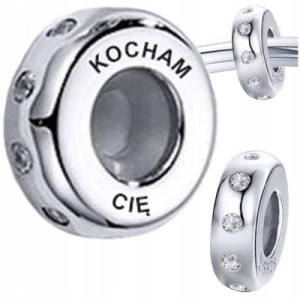 CHARMS srebro 925 STOPER cyrkonie zawieszka GRAWER