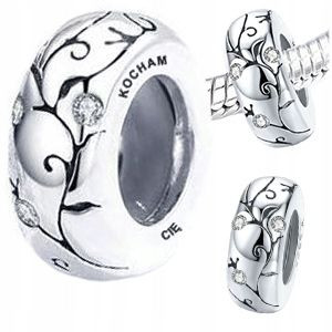 CHARMS srebro 925 STOPER koralik cyrkonie GRAWER