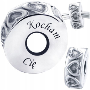 Charms Blokada W Serca Srebro 925 Grawer