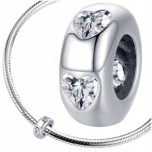CHARMS KORALIK Z CYRONIAMI serca srebro 925