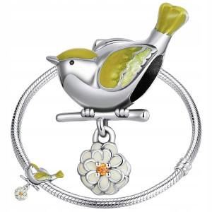 CHARMS PTAK NA GAŁĘZI koralik beads srebro pr 925