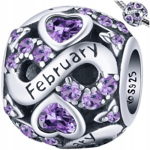 CHARMS MIESIĄC LUTY FEBRUARY srebro pr 925 koralik