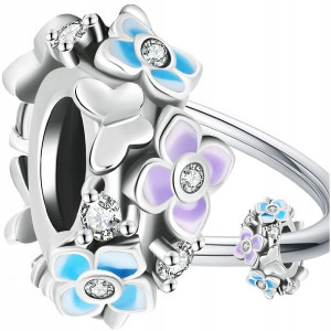 CHARMS STOPER PASTELOWE KWIATKI koralik srebro 925