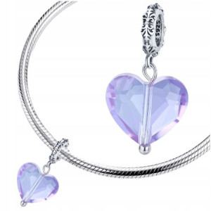 CHARMS SERCE LOVE CYRKONIA zawieszka srebro pr 925
