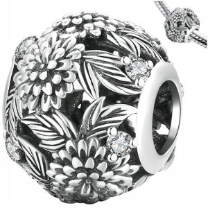 CHARMS koralik KWIATY KWIATKI beads srebro pr 925