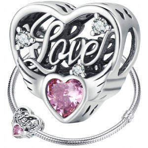 CHARMS AŻUROWE SERCE LOVE koralik srebro pr 925