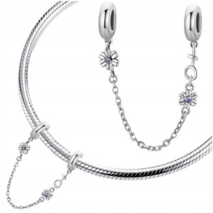 Charms Łańcuszek Zabezpieczenie Srebro Pr 925