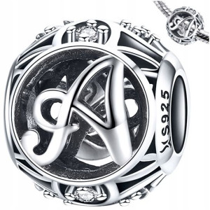 CHARMS LITERKA A zawieszka koralik srebro pr S925