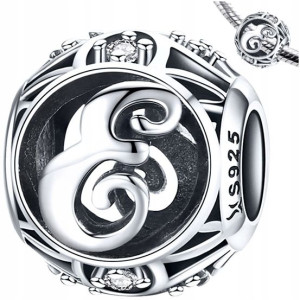 CHARMS LITERKA E zawieszka srebro pr 925 koralik
