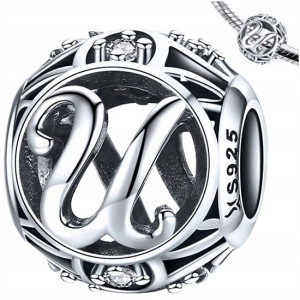 CHARMS LITERKA U zawieszka srebro pr 925 koralik