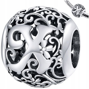 CHARMS LITERKA X zawieszka srebro pr 925 koralik