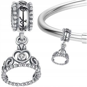 CHARMS Diadem Korona zawieszka srebro 925 koralik