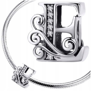 CHARMS LITERKA E koralik srebro pr 925 zawieszka