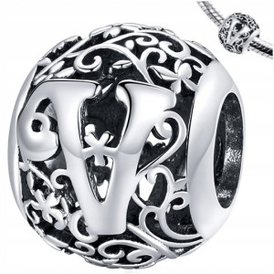 CHARMS literka V zawieszka srebro pr 925 koralik