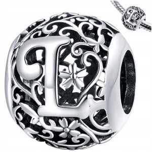 CHARMS literka L zawieszka srebro pr 925 koralik