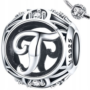 CHARMS LITERKA T zawieszka srebro pr 925 koralik