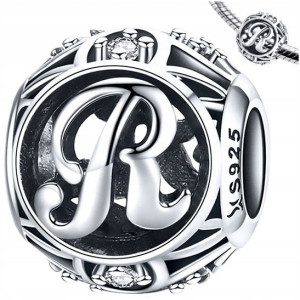 CHARMS LITERKA R zawieszka srebro pr 925 koralik