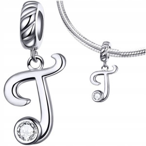 CHARMS LITERKA T zawieszka srebro pr 925 koralik