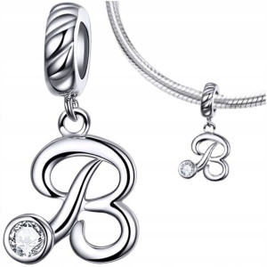 CHARMS LITERA B srebro 925 koralik S925 zawieszka
