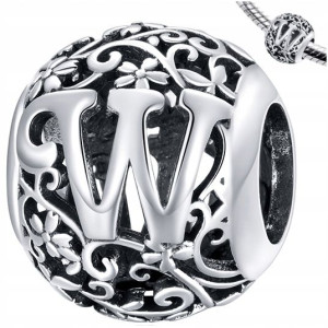 CHARMS literka W srebro 925 koralik zawieszka S925