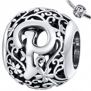 CHARMS literka P srebro 925 koralik zawieszka S925