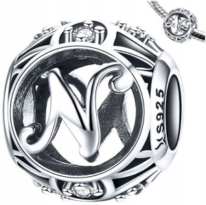 CHARMS LITERKA N srebro 925 koralik zawieszka S925