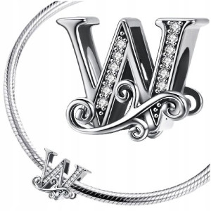 CHARMS LITERKA W srebro 925 zawieszka koralik S925
