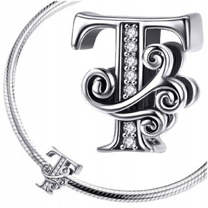 CHARMS LITERKA T srebro 925 zawieszka koralik S925