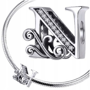 CHARMS LITERKA N srebro 925 zawieszka koralik S925
