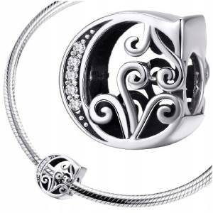 CHARMS LITERKA C srebro 925 zawieszka koralik S925