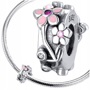 CHARMS KWIATKI koralik zawieszka srebro 925 S925