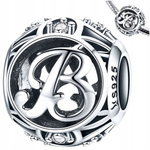 CHARMS LITERKA B srebro 925 koralik zawieszka S925