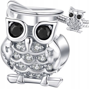CHARMS SOWA srebro 925 koralik S925 zawieszka