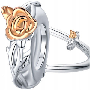 CHARMS Z RÓŻĄ srebro 925 koralik zawieszka S925
