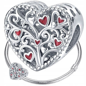 CHARMS SERCE DRZEWO srebro 925 koralik zawieszka