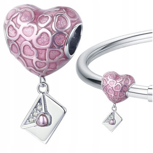 CHARMS SERCE Z KOPERTĄ S925 srebro 925 koralik